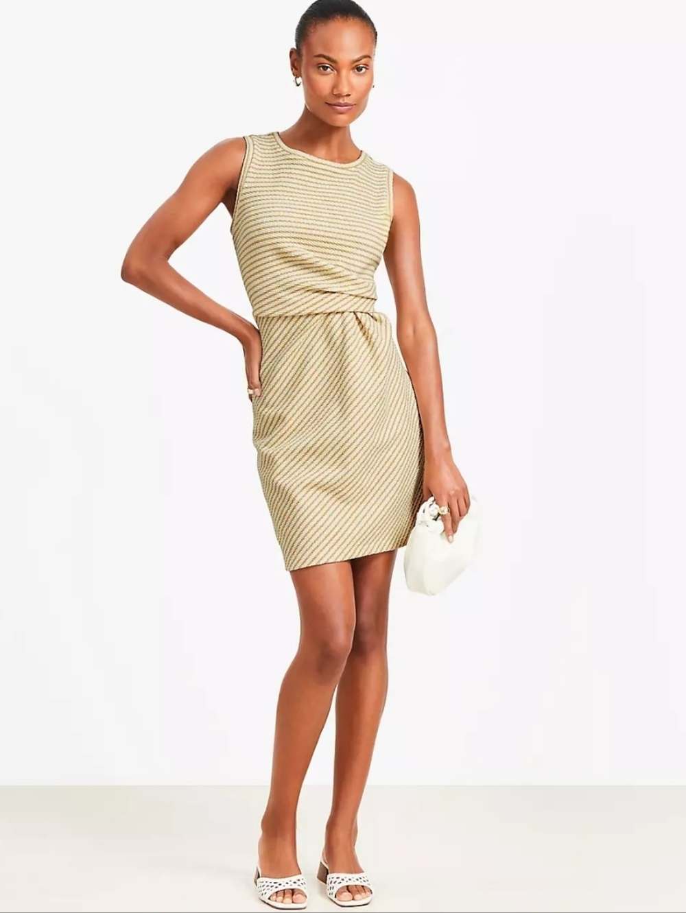 Loft Textured Side Knot Mini Shift Dress New With Tags